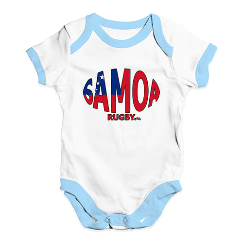 Funny Infant Baby Bodysuit Onesies Samoa Rugby Ball Flag Baby Unisex Baby Grow Bodysuit 12-18 Months White Blue Trim