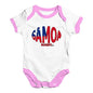 Baby Grow Baby Romper Samoa Rugby Ball Flag Baby Unisex Baby Grow Bodysuit 18-24 Months White Pink Trim