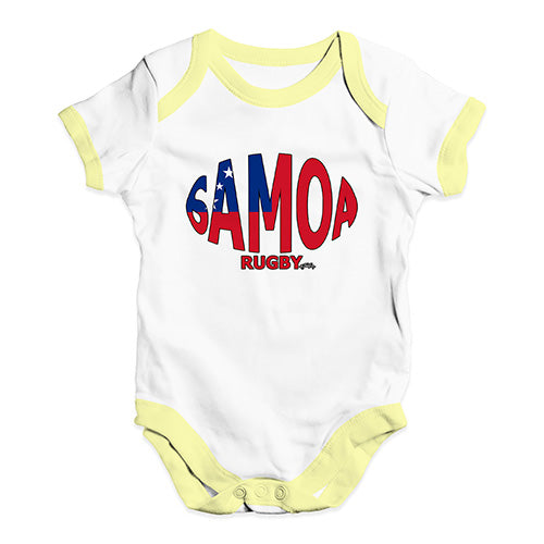 Funny Baby Bodysuits Samoa Rugby Ball Flag Baby Unisex Baby Grow Bodysuit 18-24 Months White Yellow Trim