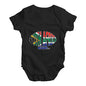 Funny Infant Baby Bodysuit South Africa Rugby Ball Flag Baby Unisex Baby Grow Bodysuit 3-6 Months Black