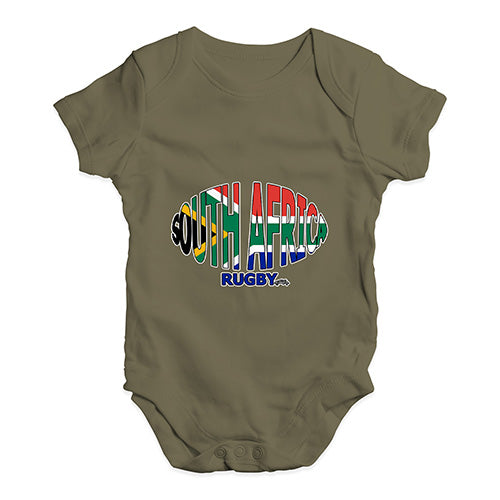 Baby Grow Baby Romper South Africa Rugby Ball Flag Baby Unisex Baby Grow Bodysuit 18-24 Months Khaki