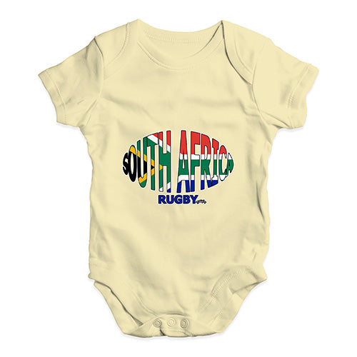 Funny Baby Bodysuits South Africa Rugby Ball Flag Baby Unisex Baby Grow Bodysuit 12-18 Months Lemon