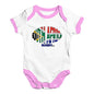 Baby Grow Baby Romper South Africa Rugby Ball Flag Baby Unisex Baby Grow Bodysuit 6-12 Months White Pink Trim