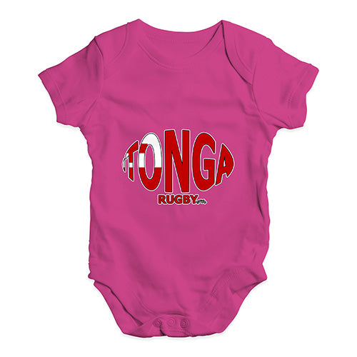 Baby Onesies Tonga Rugby Ball Flag Baby Unisex Baby Grow Bodysuit Newborn Cerise PInk