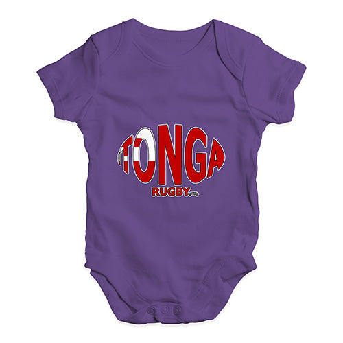 Babygrow Baby Romper Tonga Rugby Ball Flag Baby Unisex Baby Grow Bodysuit 0-3 Months Plum