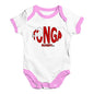 Babygrow Baby Romper Tonga Rugby Ball Flag Baby Unisex Baby Grow Bodysuit Newborn White Pink Trim