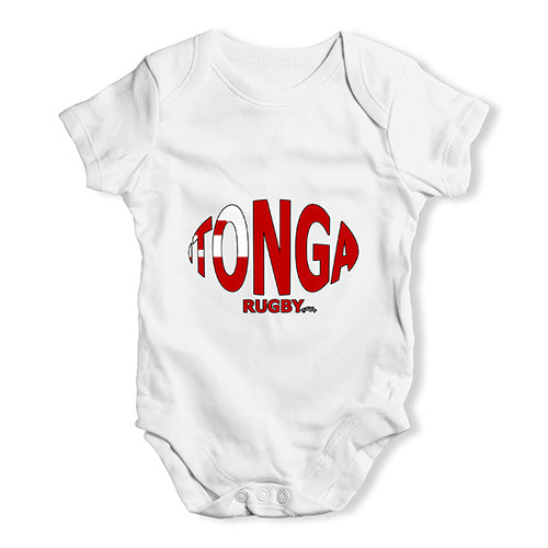 Funny Infant Baby Bodysuit Onesies Tonga Rugby Ball Flag Baby Unisex Baby Grow Bodysuit 3-6 Months White