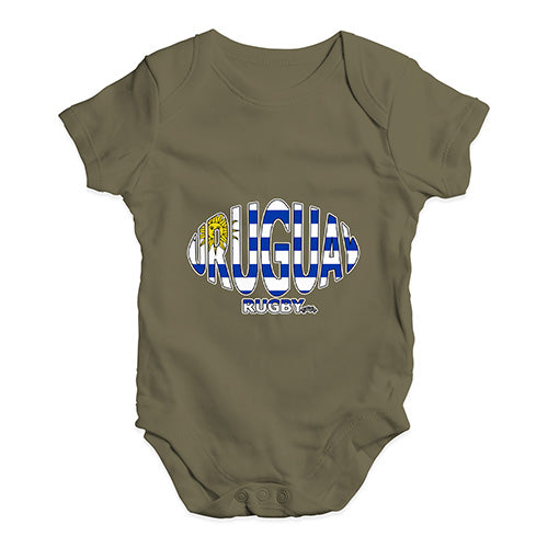 Funny Baby Clothes Uruguay Rugby Ball Flag Baby Unisex Baby Grow Bodysuit 3-6 Months Khaki