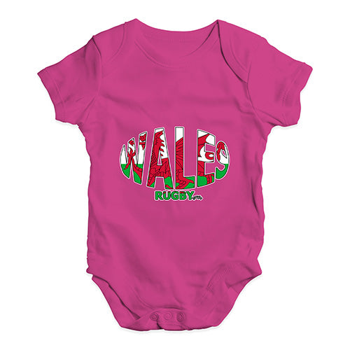 Baby Grow Baby Romper Wales Rugby Ball Flag Baby Unisex Baby Grow Bodysuit 12-18 Months Cerise PInk