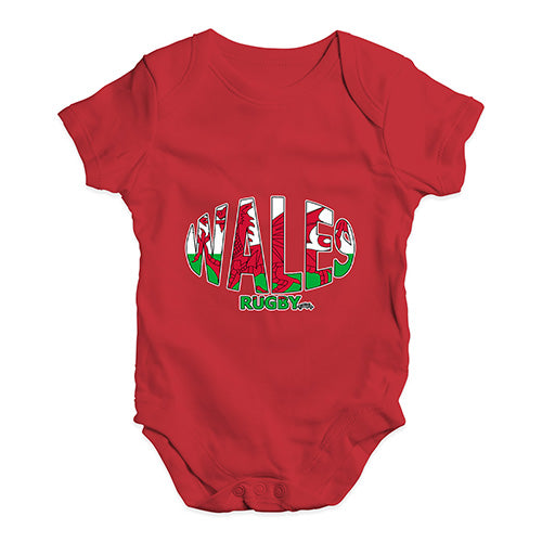 Funny Baby Clothes Wales Rugby Ball Flag Baby Unisex Baby Grow Bodysuit 0-3 Months Red