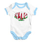 Bodysuit Baby Romper Wales Rugby Ball Flag Baby Unisex Baby Grow Bodysuit 3-6 Months White Blue Trim