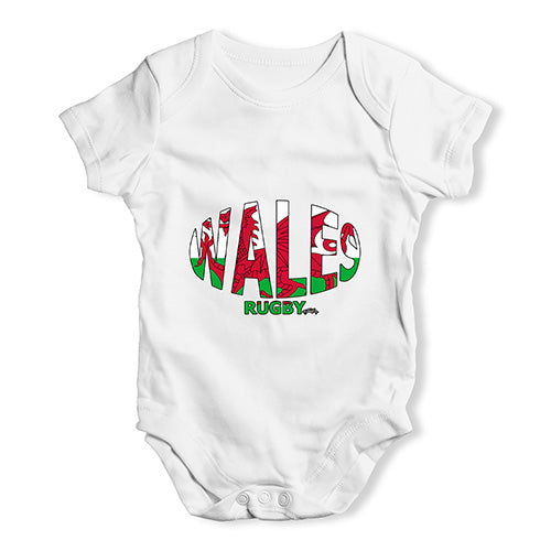 Funny Baby Clothes Wales Rugby Ball Flag Baby Unisex Baby Grow Bodysuit Newborn White