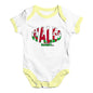 Baby Onesies Wales Rugby Ball Flag Baby Unisex Baby Grow Bodysuit 6-12 Months White Yellow Trim