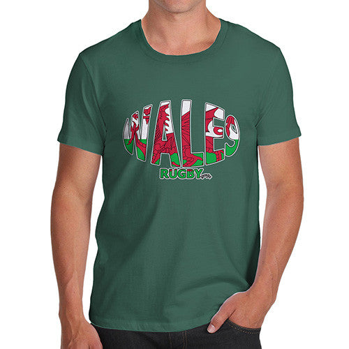 Men's Wales Rugby Ball Flag T-Shirt