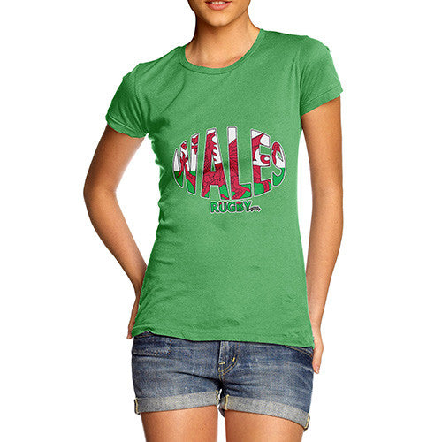 Women's Wales Rugby Ball Flag T-Shirt