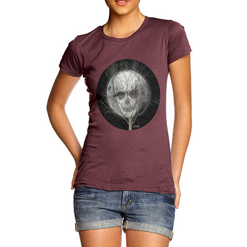 Women's Full Moon Skull Tree T-Shirt