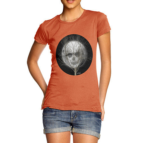 Women's Full Moon Skull Tree T-Shirt