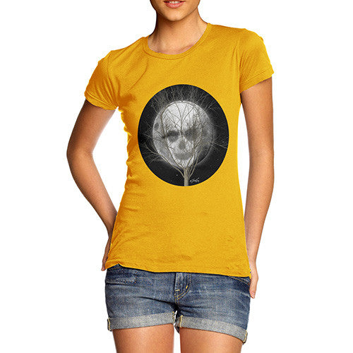 Women's Full Moon Skull Tree T-Shirt