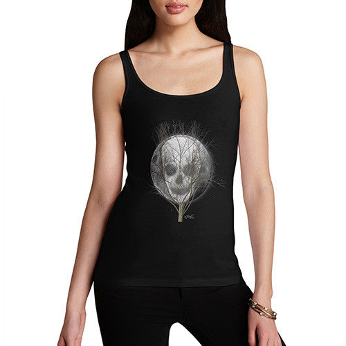 Women's Full Moon Skull Tree Tank Top