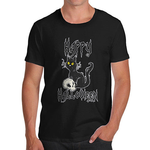 Men's Happy Halloween Black Cat T-Shirt