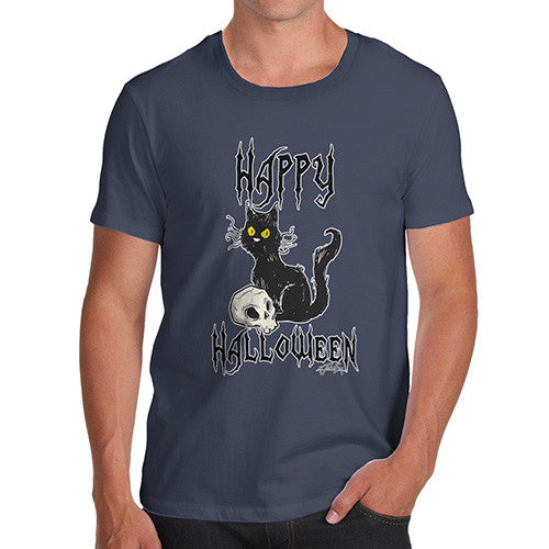 Men's Happy Halloween Black Cat T-Shirt