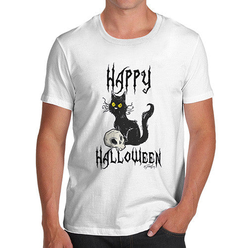 Men's Happy Halloween Black Cat T-Shirt