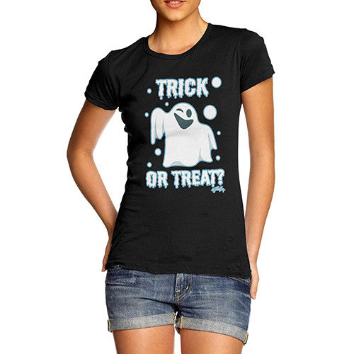 Women's Trick or Treat Spooky Ghost T-Shirt