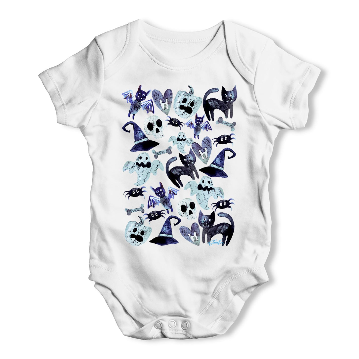 Halloween Cats Witches Skulls Baby Grow Bodysuit