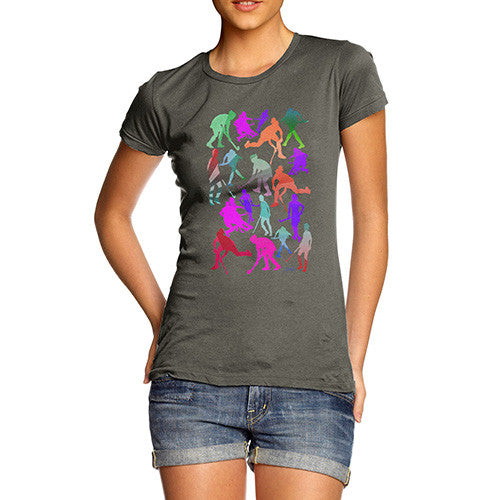 Women's Field Hockey Rainbow Silhouettes T-Shirt