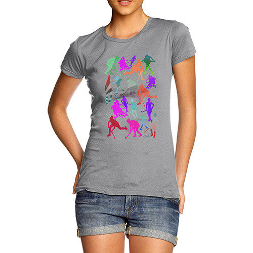 Women's Field Hockey Rainbow Silhouettes T-Shirt