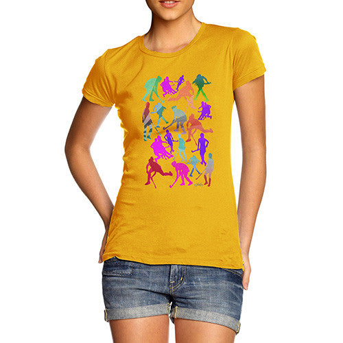 Women's Field Hockey Rainbow Silhouettes T-Shirt