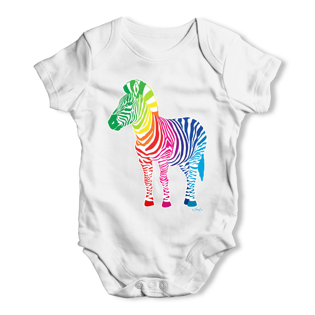 Rainbow Zebra Baby Grow Bodysuit