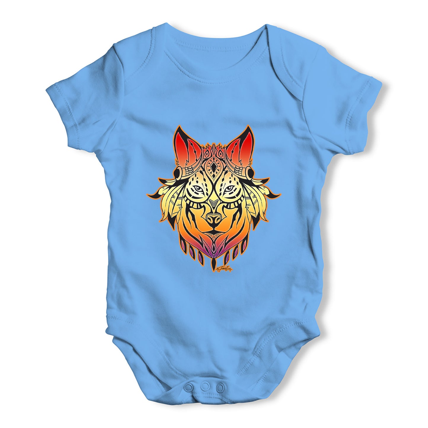 Tribal Wolf Head Baby Grow Bodysuit