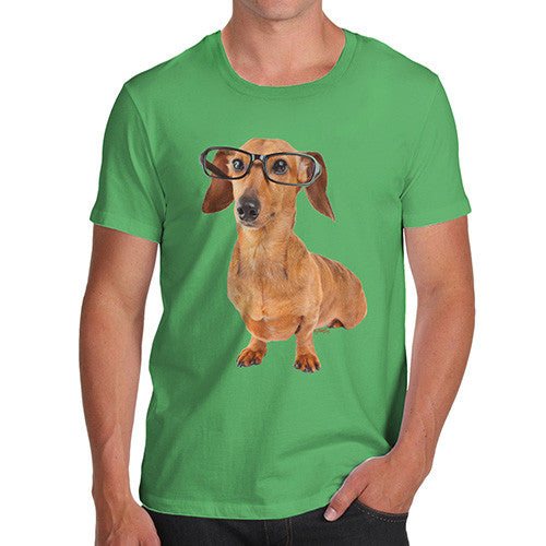 Men's Doxie Dashcund Hipster Dog T-Shirt