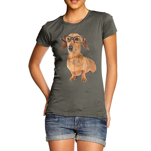 Women's Doxie Dashcund Hipster Dog T-Shirt