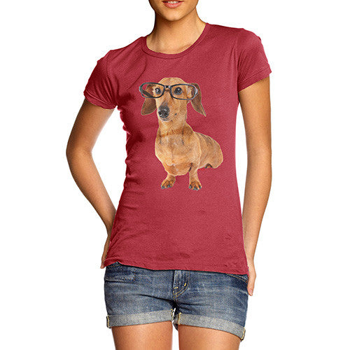 Women's Doxie Dashcund Hipster Dog T-Shirt