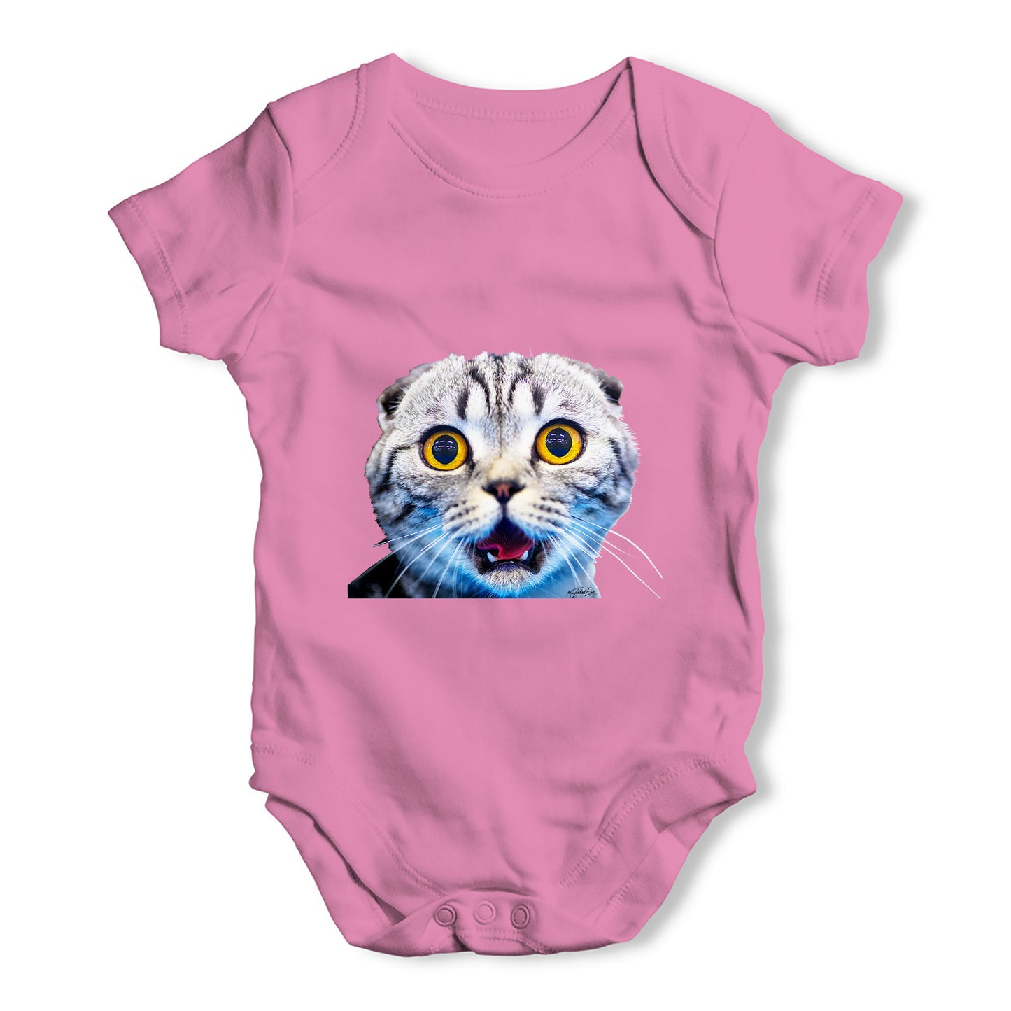 Funny Surprised Cat Baby Grow Bodysuit