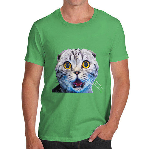 Men's Funny Surprised Cat T-Shirt