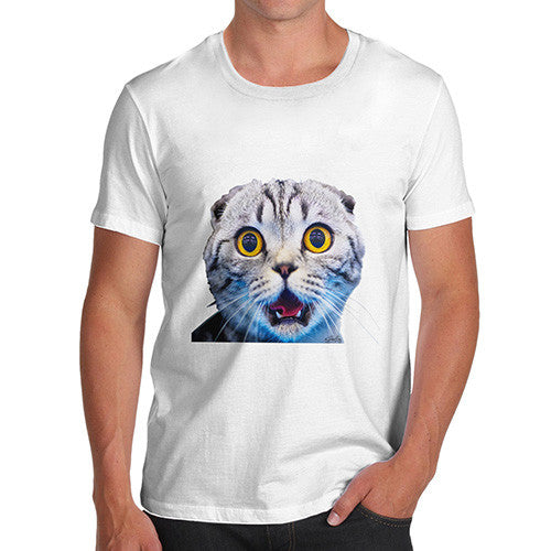 Men's Funny Surprised Cat T-Shirt