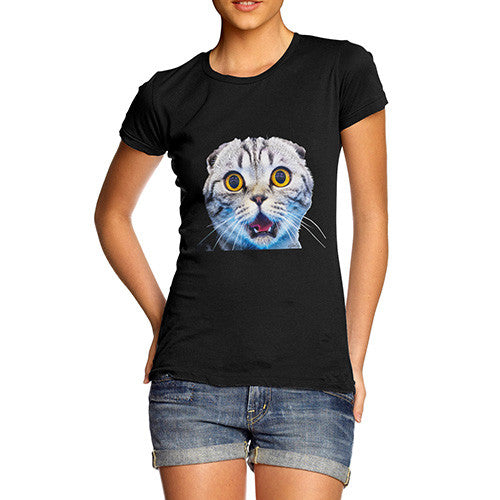 Women's Funny Surprised Cat T-Shirt