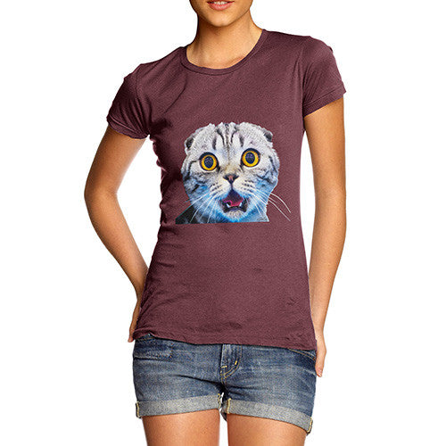 Women's Funny Surprised Cat T-Shirt