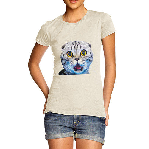 Women's Funny Surprised Cat T-Shirt