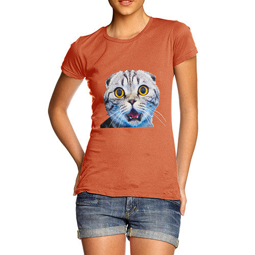 Women's Funny Surprised Cat T-Shirt