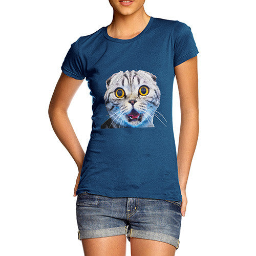 Women's Funny Surprised Cat T-Shirt