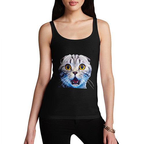 Women's Funny Surprised Cat Tank Top