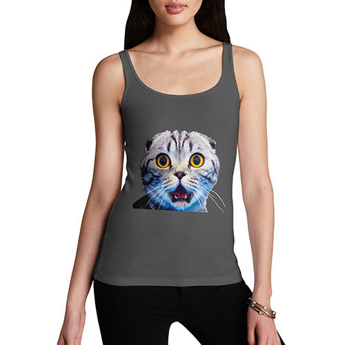 Women's Funny Surprised Cat Tank Top