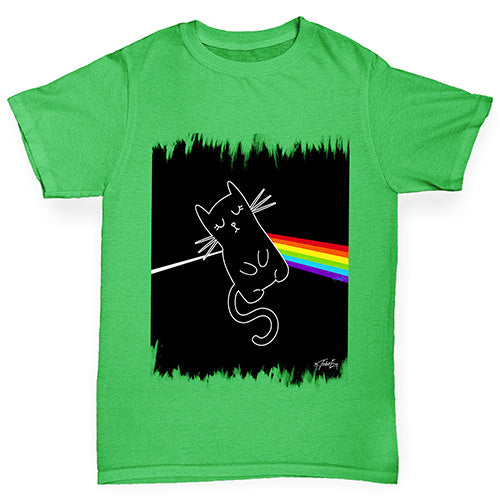 Boys Funny T Shirt The Dark Side of the Cat Boy's T-Shirt Age 9-11 Green