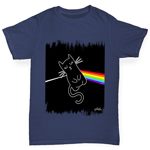 funny t shirts for boys The Dark Side of the Cat Boy's T-Shirt Age 9-11 Navy