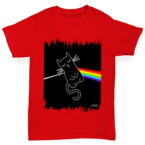 Novelty Tees For Boys The Dark Side of the Cat Boy's T-Shirt Age 5-6 Red