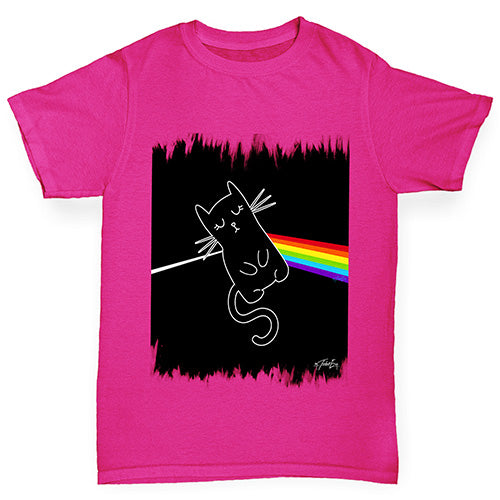 Girls novelty t shirts The Dark Side of the Cat Girl's T-Shirt Age 12-14 Pink